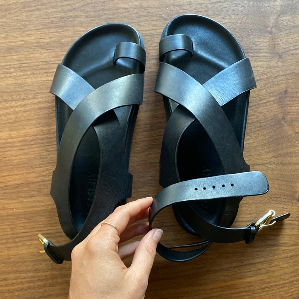 A. Emery Strappy Black Sandals